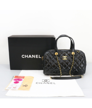 (국내배송) 샤넬 라지 볼링백 카프스킨 골드 메탈 블랙