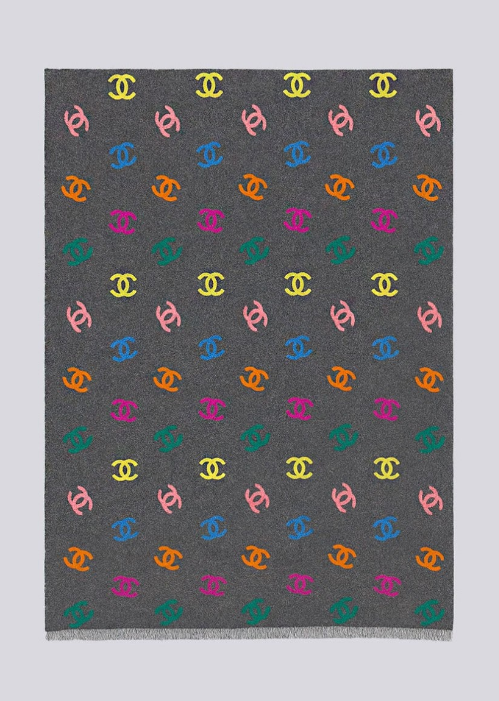 (국내배송) 샤넬 CC 멀티컬러 레인보우 울 자카드 숄 머플러