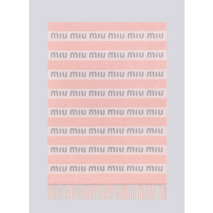 (국내배송) 미우미우 로고 스트라이프 울 자카드 태슬 숄 머플러