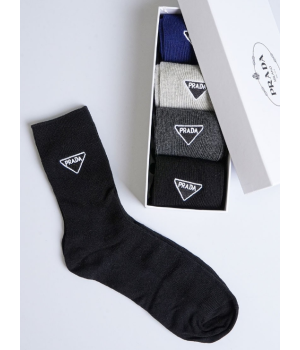 (국내배송) 프라다 삼각 로고 패치 코튼 앵클 삭스 5PCS 셋