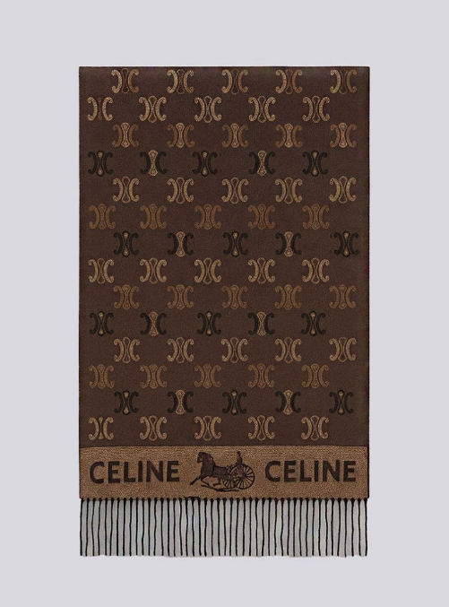 (국내배송) 셀린느 빈티지 믹스 트리옹프 울 자카드 태슬 숄 머플러