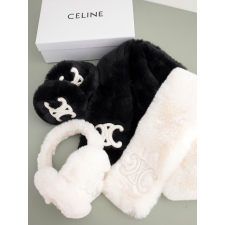 (국내배송) 셀린느 와일드 로고 심플 퍼 넥 워머 귀마개 2종 세트