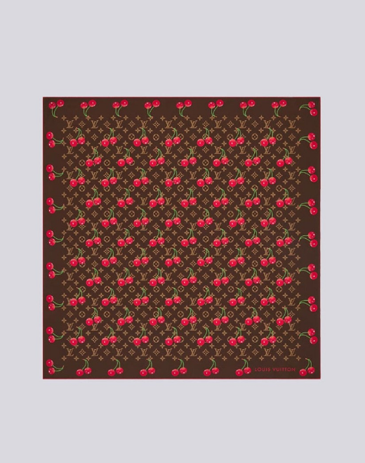 (국내배송) 루이비통 X 무라카미 다카시 모노그램 세리즈 체리 스퀘어 스카프