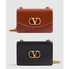 발렌티노 가라바니 베인 유광 송아지 가죽 숄더백