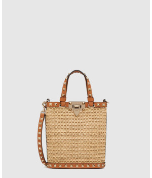 발렌티노 락스터드 라피아 숄더백