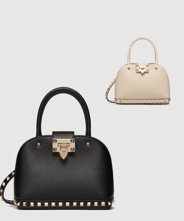 발렌티노 가라바니 락스터드 가죽 스몰 핸드백