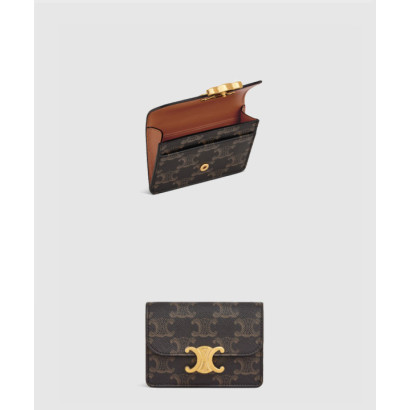 셀린느 트리옹프 플랩 카드 지갑 10I582