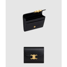 셀린느 트리옹프 플랩 카드 지갑 샤이니 카프스킨 10I583