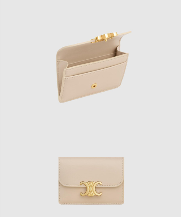 셀린느 트리옹프 플랩 카드 지갑 샤이니 카프스킨 10I583