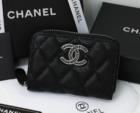 (국내배송) 샤넬 CC 레터링 지퍼 캐비어 카드 지갑