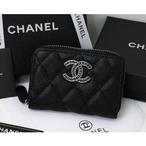 (국내배송) 샤넬 CC 레터링 지퍼 캐비어 카드 지갑