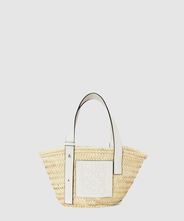 로에베 스몰 바스켓 백 인 라피아 앤 카프스킨