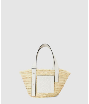 로에베 스몰 바스켓 백 인 라피아 앤 카프스킨