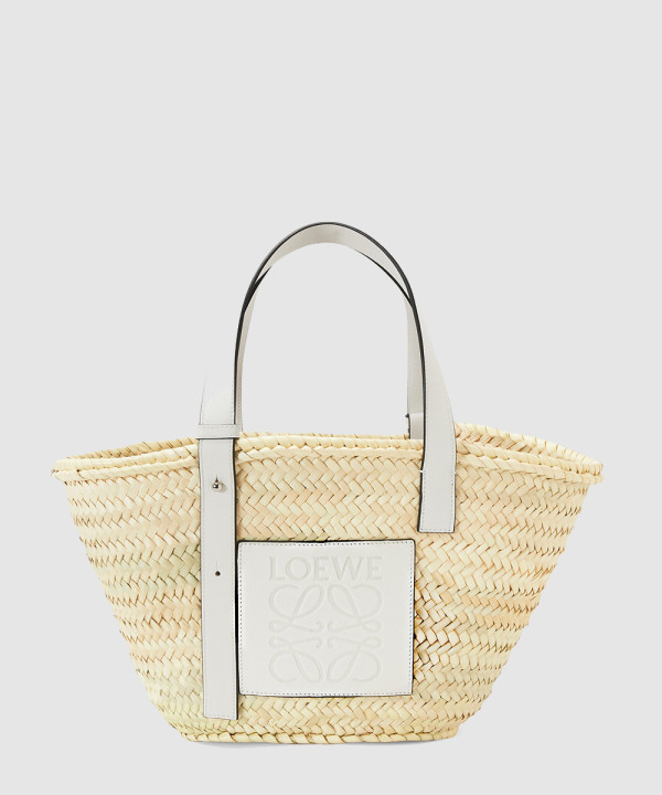 로에베 바스켓 백 인 라피아 앤 카프스킨