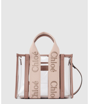 끌로에 우디 로고 PVC 투명 토트백 US397