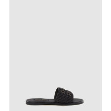 미우미우 라피아 이펙트 우븐 패브릭 슬라이드 5XX644