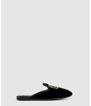 미우미우 자수 로고 벨벳 슬리퍼 5S104E