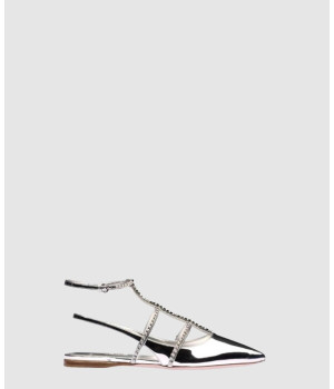 미우미우 크리스탈 레더 스트랩 슬링백 샌들 5F544D