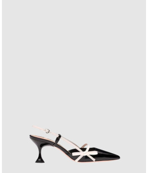 미우미우 리본 디테일 에나멜 슬링백 5I445D