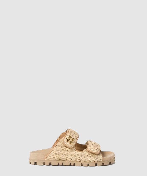 미우미우 우븐 패브릭 슬라이드 5XX636