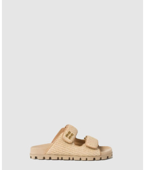 미우미우 우븐 패브릭 슬라이드 5XX636