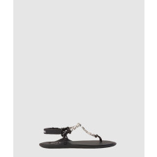 미우미우 크리스탈 코튼 로프 레더 스트랩 샌들 5Y196E