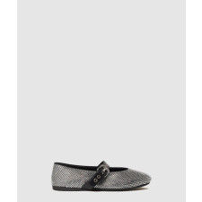 미우미우 크리스탈 새틴 발레리나 플랫 슈즈 5F209E