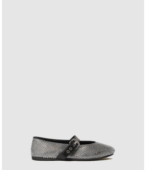 미우미우 크리스탈 새틴 발레리나 플랫 슈즈 5F209E