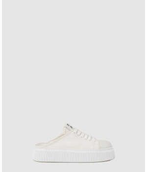 미우미우 로고 텅 플랫폼 스니커즈 뮬 5E888D