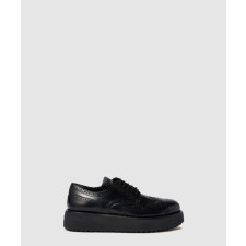 미우미우 로고 레더 브로그 더비 로퍼 5E177E