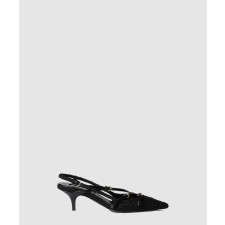 미우미우 버클 디테일 패브릭 슬링백 5I013E