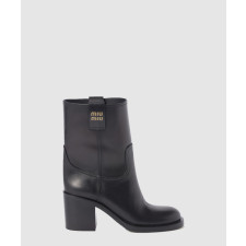 미우미우 로고 라벨 레더 부츠 5U966D