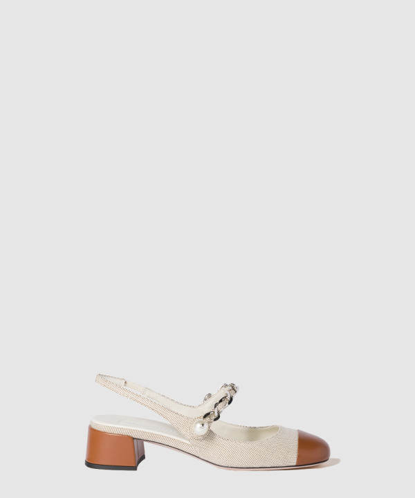 미우미우 투톤 캔버스 슬링백 5I045E