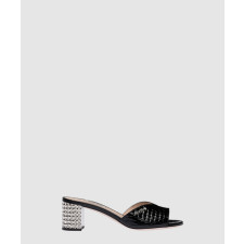 미우미우 크리스탈 크로커 패턴 레더 뮬 샌들 5XX477