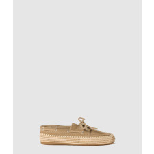 미우미우 보트 슈즈 스웨이드 라피아 5D378E