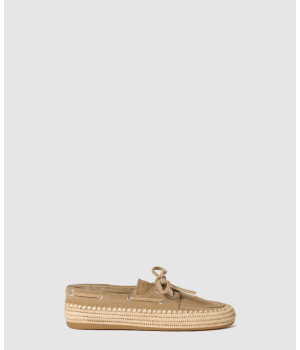 미우미우 보트 슈즈 스웨이드 라피아 5D378E