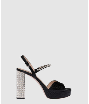 미우미우 리자드 프린트 레더 플랫폼 샌들 5XP877