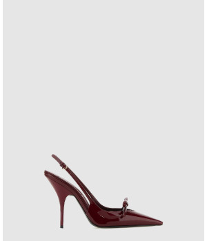 미우미우 보우 장식 페이던트 레더 슬링백 펌프스 5I015E