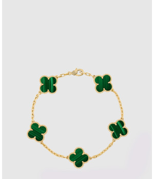 18K 하이엔드 미러급 반클리프 빈티지 알함브라 브레이슬릿 5모티브 말라카이트 80900