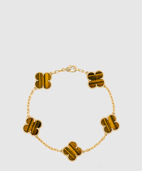 18K 하이엔드 미러급 반클리프 빈티지 알함브라 브레이슬릿 5모티브 타이거 아이 35600