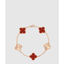 18K 하이엔드 미러급 반클리프 빈티지 알함브라 브레이슬릿 5모티브 커넬리언 7RP00