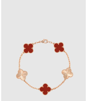 18K 하이엔드 미러급 반클리프 빈티지 알함브라 브레이슬릿 5모티브 커넬리언 7RP00