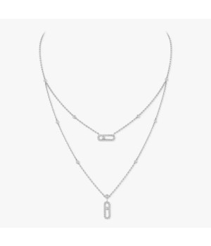 18K 하이엔드 미러급 메시카 무브 우노 2줄 파베 네크리스 7174