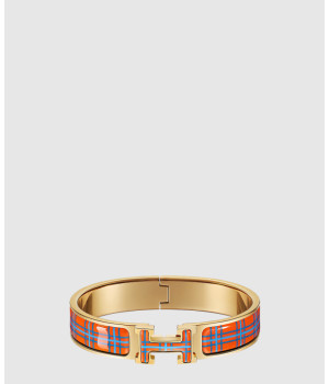 18K 하이엔드 미러급 에르메스 클릭 아슈(Clic H) 타탄 체크 에나멜 뱅글 팔찌