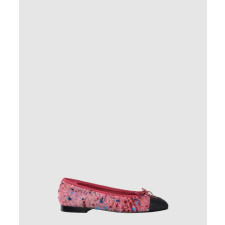 샤넬 트위드 새틴 발레리나 플랫 슈즈 G02819