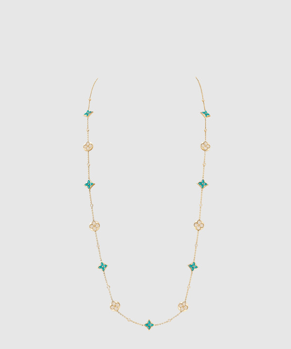 18K 하이엔드 미러급 루이비통 컬러 블라썸 BB 멀티 패턴 롱 목걸이 Q94887