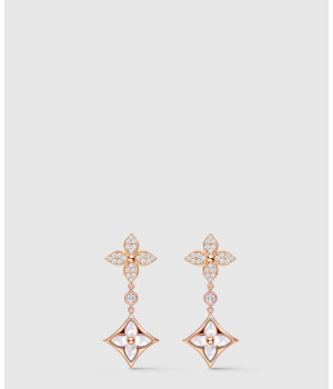 18K 하이엔드 미러급 루이비통 컬러 블라썸 더블 스타 롱 귀걸이 Q06489